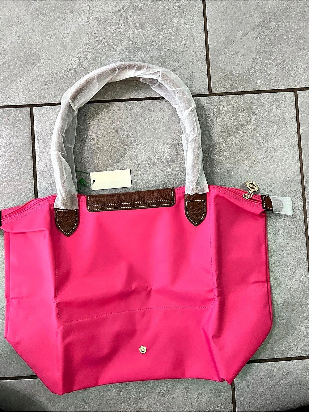 Longchamp Le Pliage Original Tote Bag Pink & Brown - Picture 4 of 4